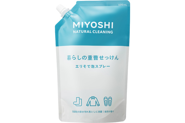 [ミヨシ暮らしの重曹せっけん]エリそで泡スプレー