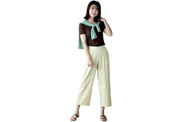 デイリーコットンハイウエストデニムワイドパンツ