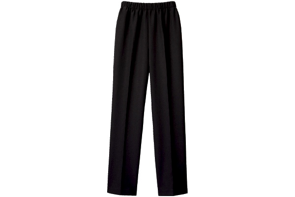 股上深めウール調総ゴムパンツ 股下５８ｃｍ　Ｍブラック