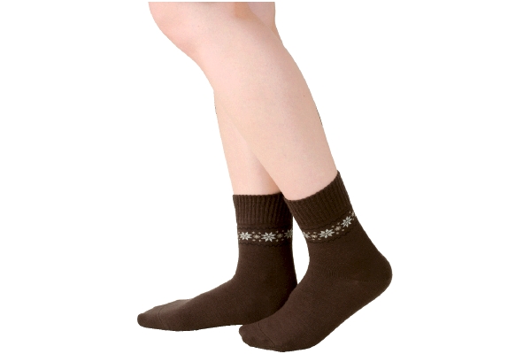 [つま先・かかとあったか]雪柄ソックス