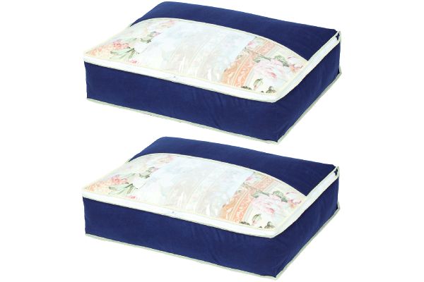 羽毛布団を小さく収納するケース 紺　２枚