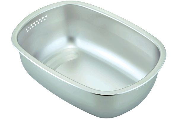 ステンレス製の小判型洗い桶　足付