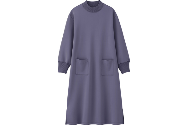 体型カバーリブ付きワンピース ＭＰアッシュブルー