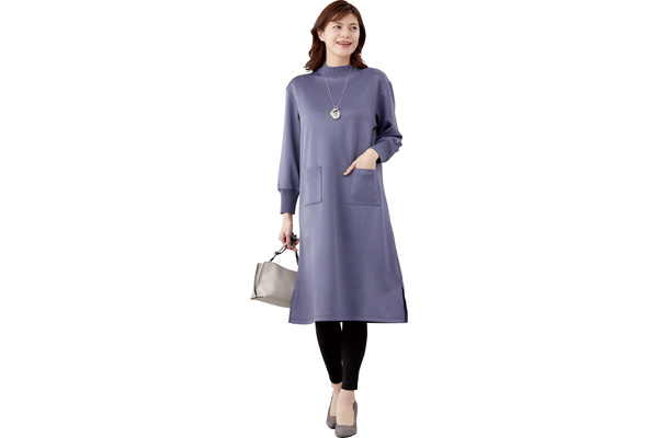 体型カバーリブ付きワンピース