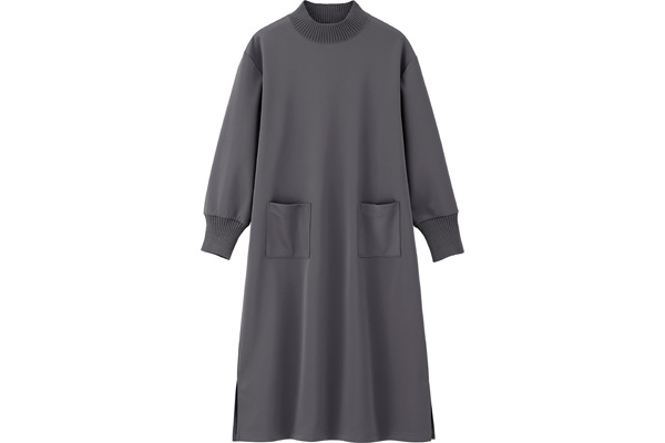 体型カバーリブ付きワンピース ＭＰチャコール