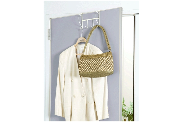【ネット限定】シンプルドアフック横型４連　（アイボリー）
