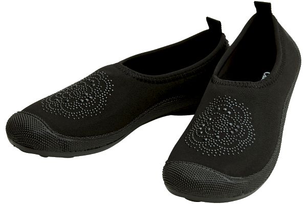 ぬぎはきらくらくストレッチ防水シューズ Sブラックビジュー