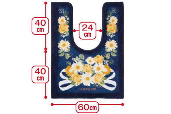 トイレマット　ブエナヴィーダ（ブーケ） 耳長６０×８０ｃｍ