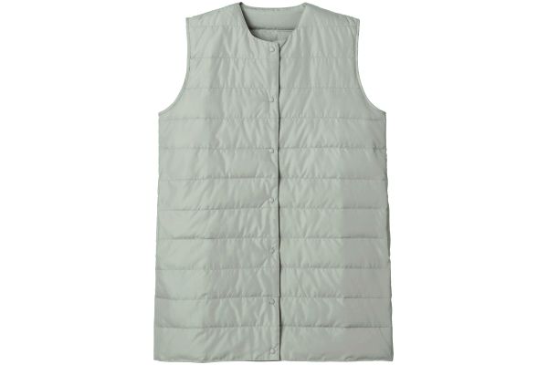 ふわっと軽いダウンロングベスト Ｍ〜Ｌグレージュ