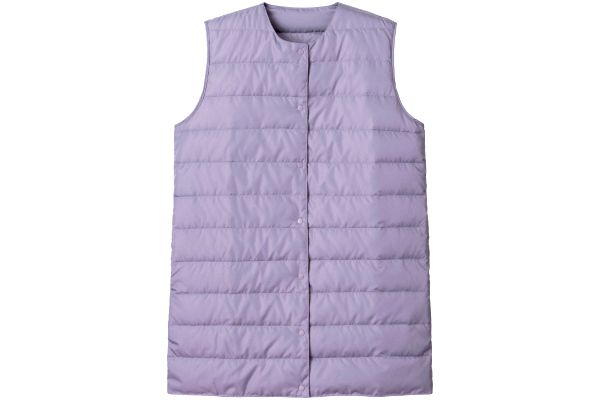 ふわっと軽いダウンロングベスト Ｍ〜Ｌローズグレー