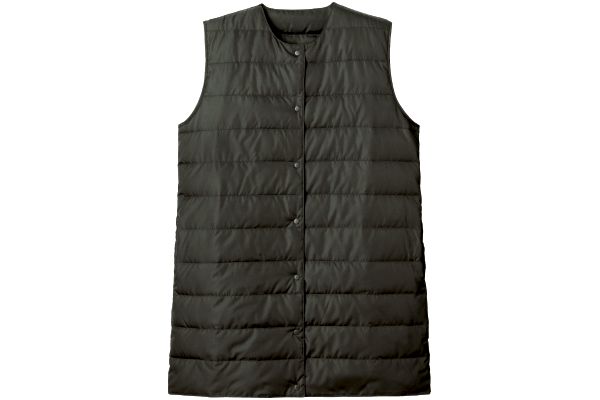 ふわっと軽いダウンロングベスト Ｍ〜Ｌブラック