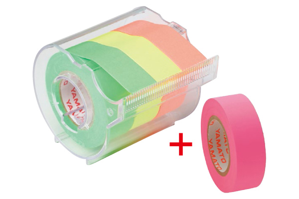 メモックロールテープ　カッター付３ロール（オレンジ・