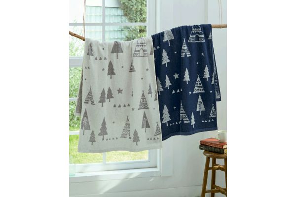 北欧調ジャガードバスタオル （２色組）ツリー