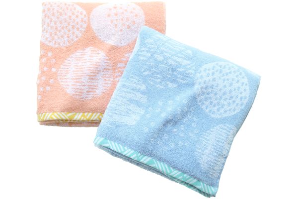 ナチュラルジャガード大判バスタオル　バブル （２色組）ピンク×ブルー