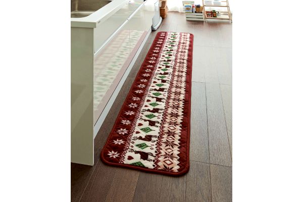 床冷えしにくい暖かキッチンマット　トナカイ ４０×２４０ｃｍ