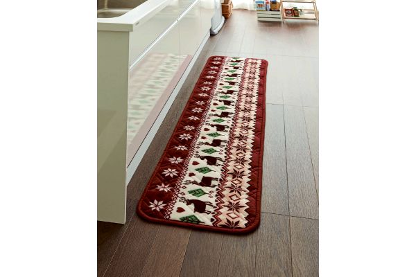 床冷えしにくい暖かキッチンマット　トナカイ ４０×１８０ｃｍ
