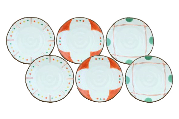 [美濃焼]手描き風取り小皿　手提げ盆付