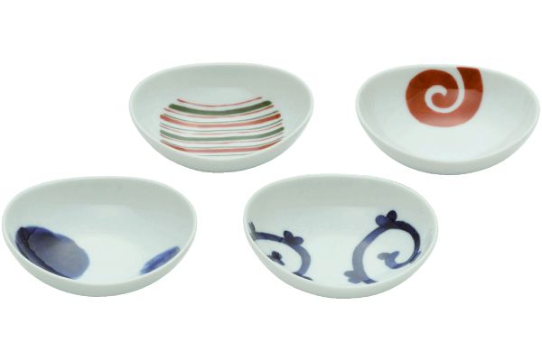 [波佐見焼]染錦末広珍味鉢