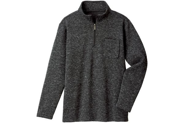 メンズ裏暖起毛ハーフジップ Ｍブラック