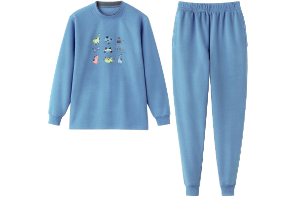プリント裏起毛ふんわりパジャマ Ｍ〜Ｌブルー