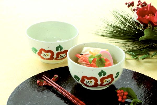 ［美濃焼］つばき雑煮碗