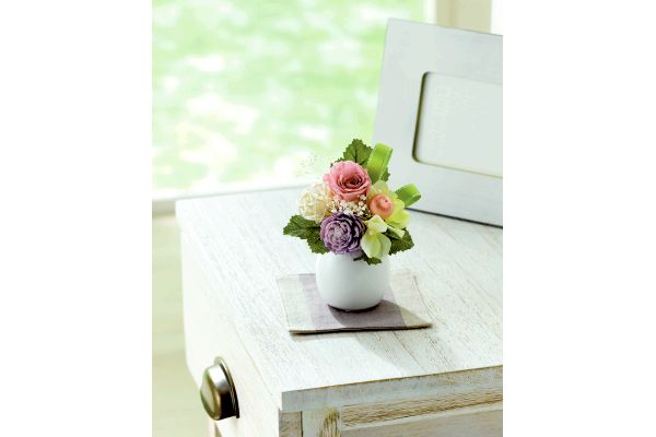 プリザーブドミニ仏花　noe　桃