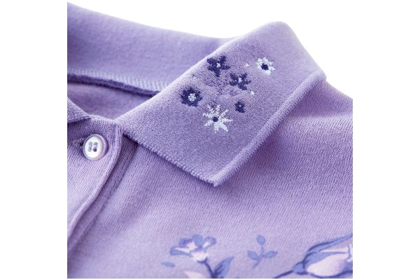 【ネット限定】裏起毛刺繍入り長袖ポロシャツ　　ＬＬ　ラベンダー