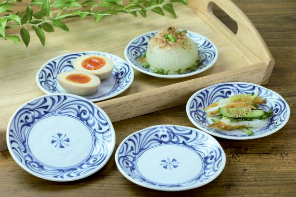 【ネット限定】［美濃焼］古染唐草紋取皿　（５枚組）　　