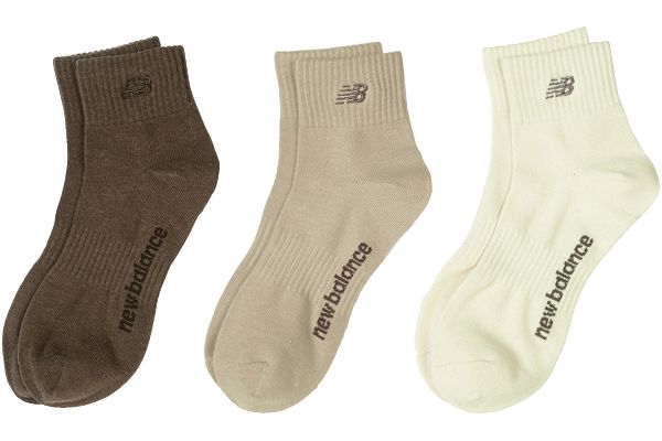 【ネット限定】［ニューバランス］アースカラー刺繍ソックス　（３色組）　25〜27cm　