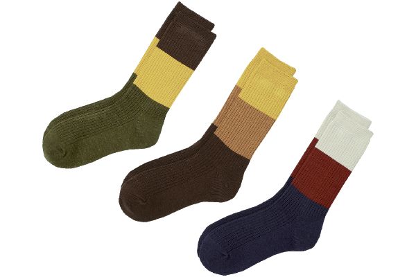 裏起毛つま先・かかとホットバイカラー丈長ソックス