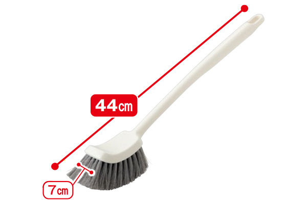 水ハネの少ないバスブラシ 長柄　ホワイト