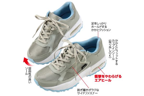 ＰＩＫＯ　エアヒールスニーカー ２２.５ｃｍグレー