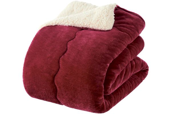 ふんわりもこもこシープ調毛布 140×190ｃｍボルドー