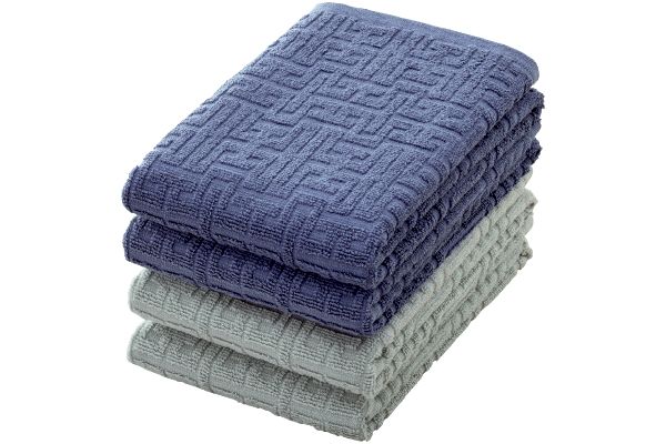 [ホテルタイプ]バラエティフェイスタオル　２色４枚組 ネイビーブルー＋グレー