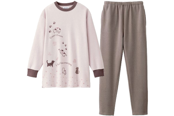 あったか裏起毛にゃんこパジャマ Ｍピンク