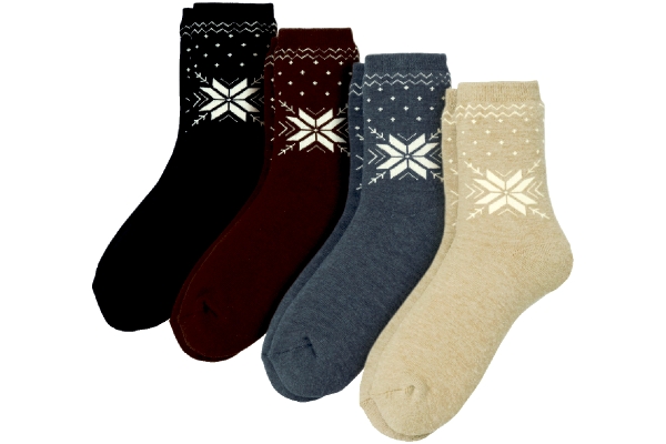 [吸湿発熱　ムレにくいあったか]雪柄ソックス