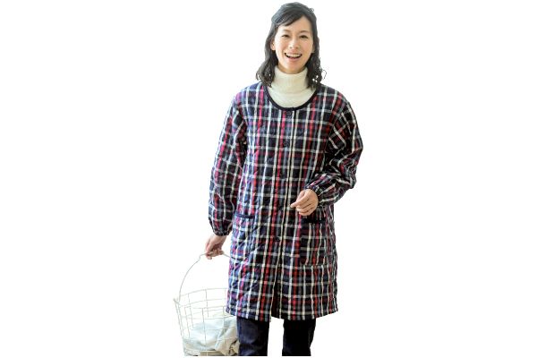 キルト裏フリースロングスモック