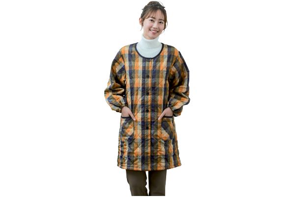 キルト裏フリースロングスモック