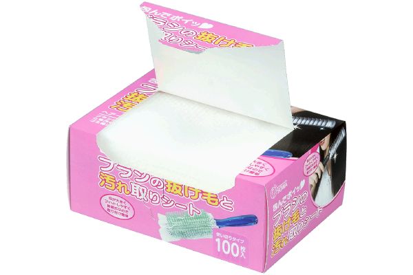 ブラシの抜け毛と汚れ取りシート