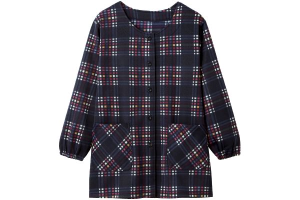 ぬくぬく裏起毛スモック Ｍ〜Ｌネイビーチェック