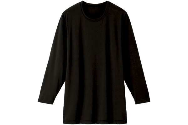 メンズあったかフィット丸首シャツ Ｍブラック