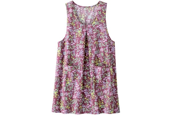 ゆったり華やぐチュニックエプロン Ｍ〜Ｌワイン