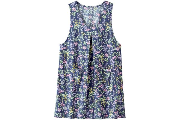 ゆったり華やぐチュニックエプロン Ｍ〜Ｌネイビー