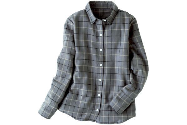 着心地やわらか綿100％フランネルシャツ Ｍグレー
