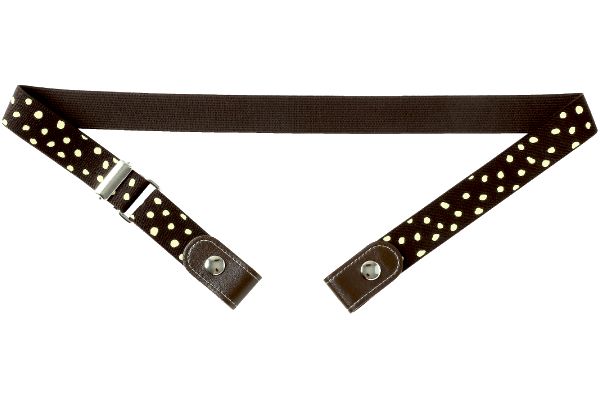 【ネット限定】カジュアルらくらくゴムベルト　　ドット柄　チョコ