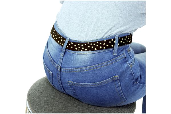 【ネット限定】カジュアルらくらくゴムベルト　　ドット柄　チョコ