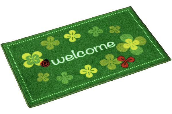 土落とし土間マット　ハッピークローバー　グリーン