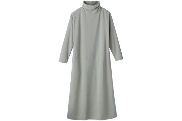 ぬくぬくフリースロングワンピース Ｍ〜Ｌグレー