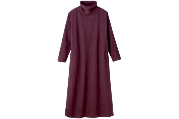 ぬくぬくフリースロングワンピース Ｍ〜Ｌワイン