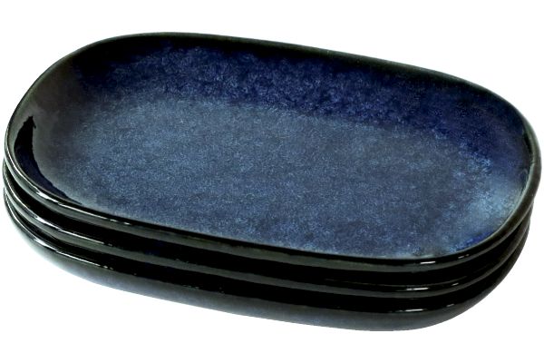 [美濃焼]紺窯変楕円皿